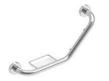 Barre d'appui coudée - Porte-savon inclus - 160x380x100mm - lisse - chromé - angle 45°