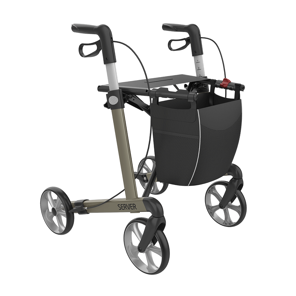 Rollator - Server - 4 Räder - Aluminium - faltbar - champagner - Größe L