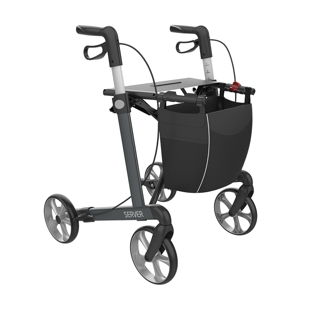 Rollator - Server - 4 Räder - Aluminium - faltbar - anthrazit - Größe L