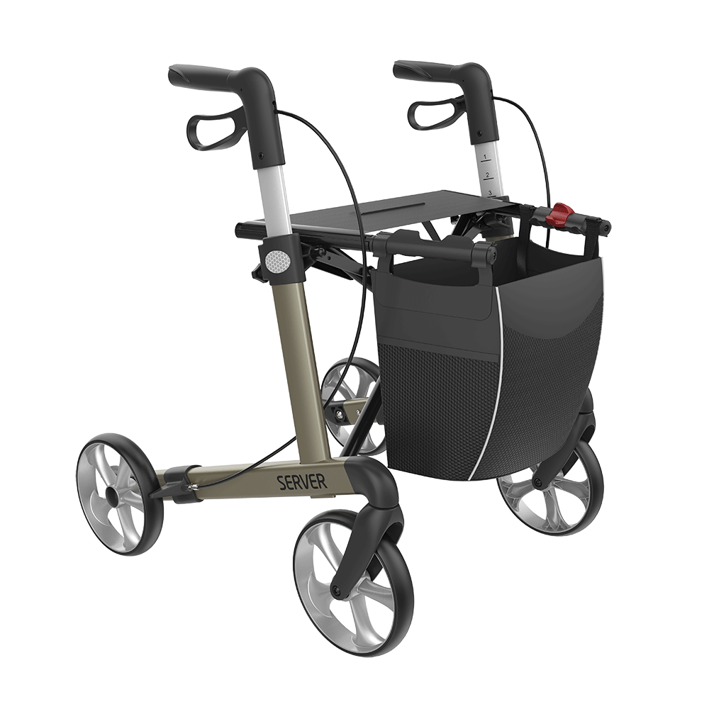 Rollator - Server - 4 Räder - Aluminium - faltbar - champagner - Größe M