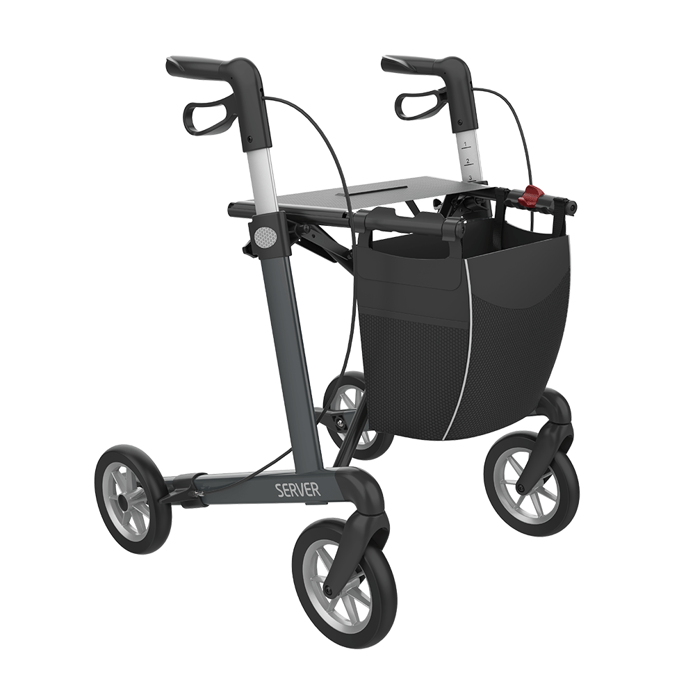 Rollator - Server - 4 Räder - Aluminium - faltbar - anthrazit - Größe M