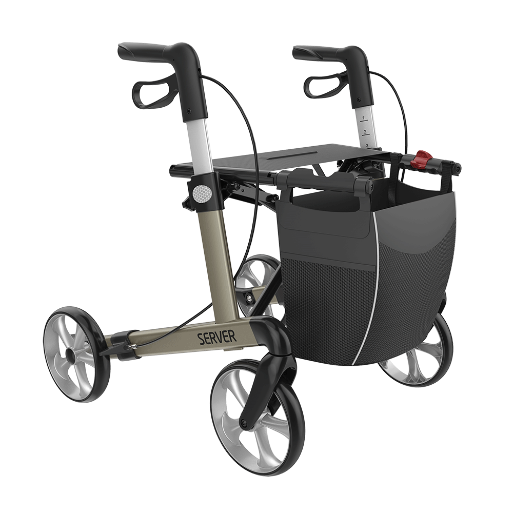 Rollator - Server - 4 Räder - Aluminium - faltbar - champagner - Größe S