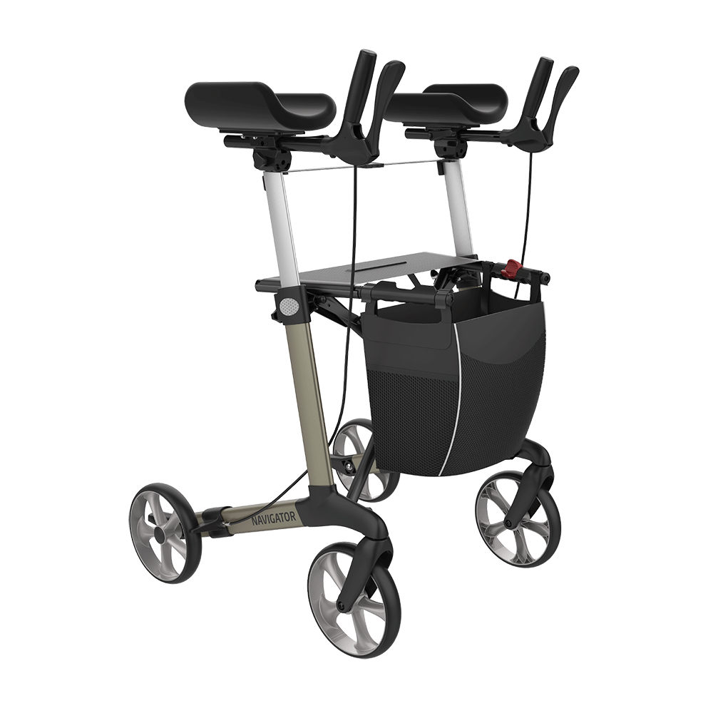 Rollator - Navigator - 4 Räder - Aluminium - faltbar - anthrazit - Größe L - Räder PU soft