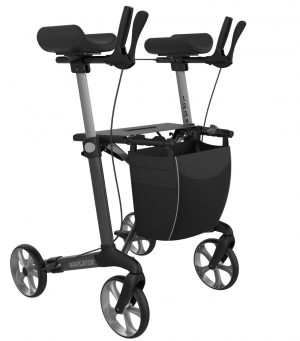 Rollator mit Armstütze für Arthrosepatienten - Navigator - 4 Räder - faltbar - Aluminium - anthrazit - Größe L