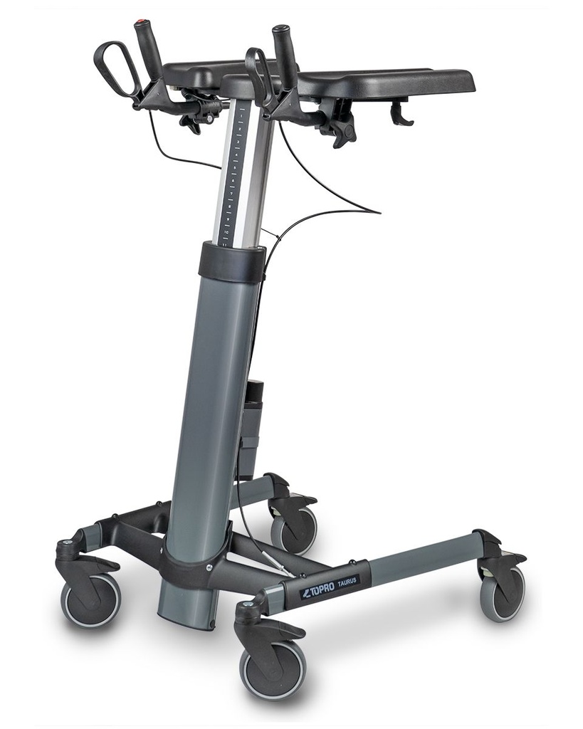 Rollator avec support de bras pour arthritique - Taurus E Premium - 4 roues - non pliable - Aluminium - noir - Hauteur réglage électrique