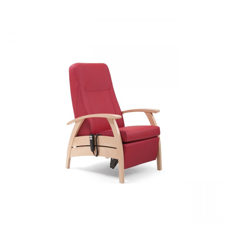 Fauteuil - Relax Bed 23-63/1LE - Mousse Non-Feu CMHR - cat. x - avec accoudoirs - dossier haut - taupe 468 - patin en feutre - couleur de bois code 80