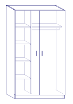 Armoire - 1010 - 120x60x195cm - hêtre étuvé - 2 portes - sans clé