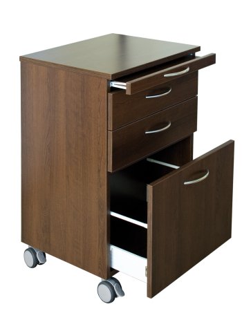 Table de nuit - Type 1302 CH - hêtre étuvé - tablette, deux tiroirs standards, un grand tiroirs