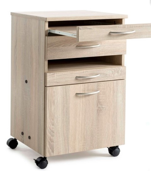 Table de nuit - storeline t103 "server ready" - hêtre étuvé - Tiroir table de nuit tablette, tiroire, ouverture, tablette, tiroir