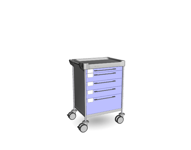 Chariot de soins - 165 R - Insausti - rouge - 480x640x1005mm - 5 tiroirs